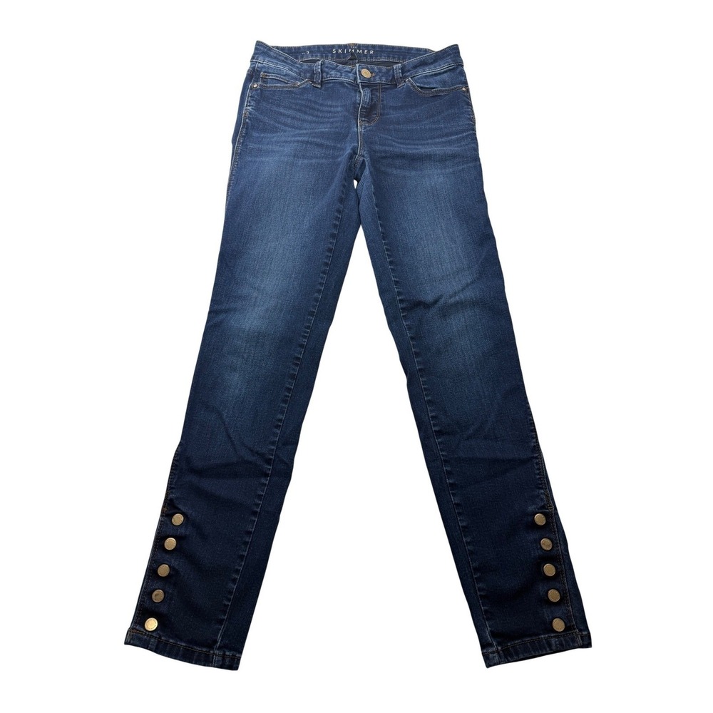 White House Black Market Size 2 The Skimmer Jeans Dark Wash Gold Button Ankle